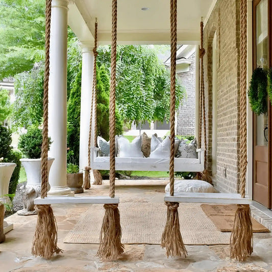 Aged Painted Oak Backyard Swing - Outdoor Garden Swing