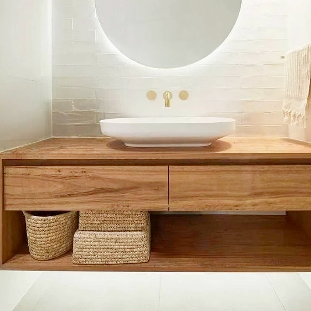 Oak Modern Bathroom Vanity with 2 Drawers - 900mm | 1000mm | 1200mm or custom Vanity Unit