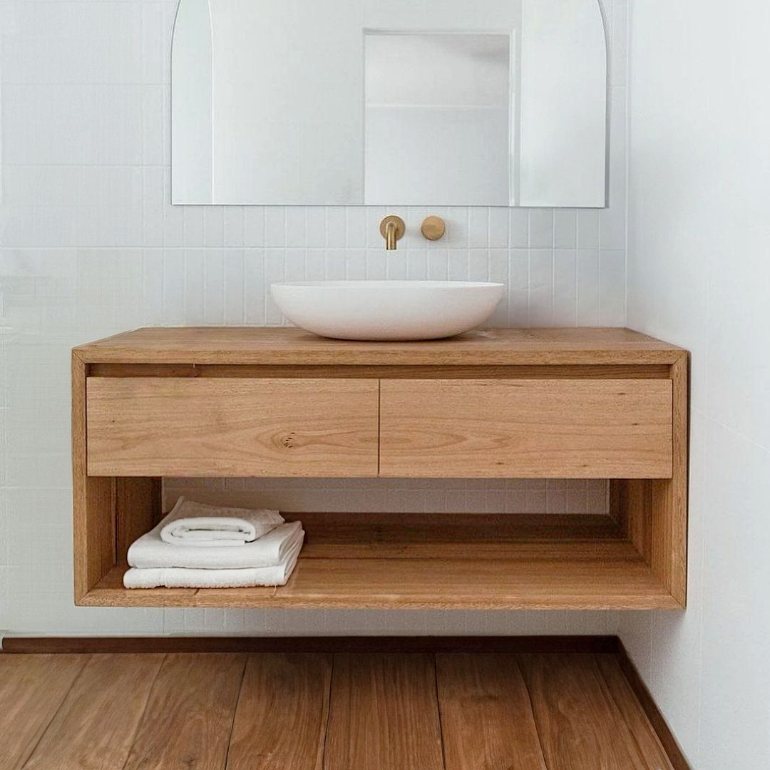 Oak Modern Bathroom Vanity with 2 Drawers - 900mm | 1000mm | 1200mm or custom Vanity Unit