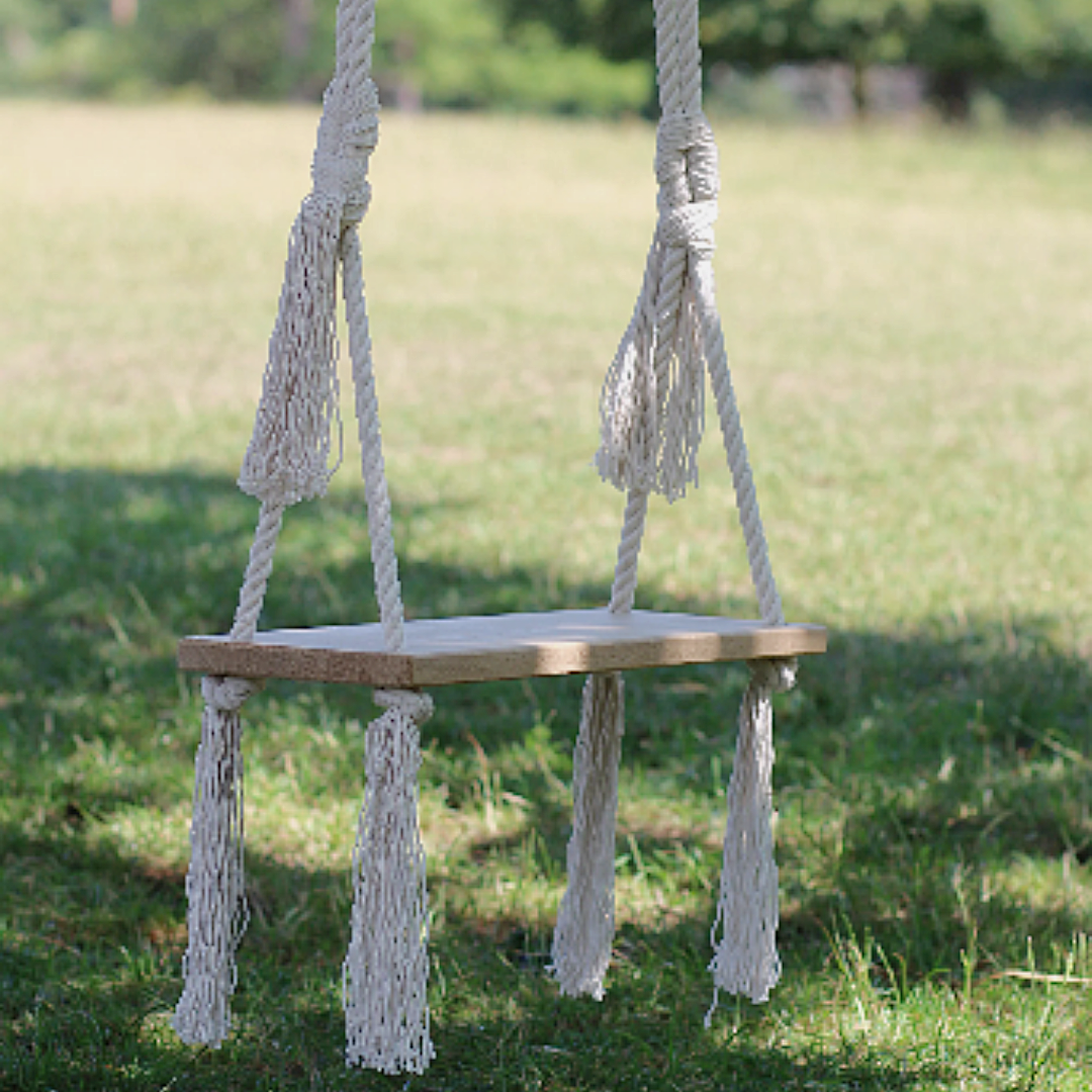 Indoor Oak Swing - Cotton Ropes