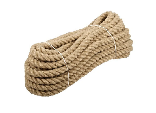 A close-up view of natural jute rope.