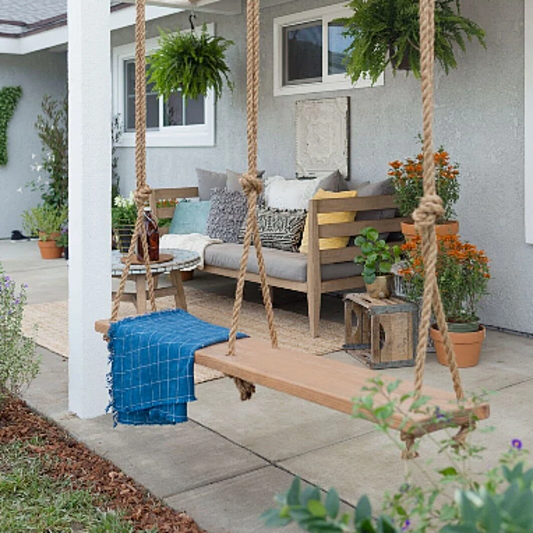 Oak Wood Swing for Garden and Backyard - Perfect Swing for Adults