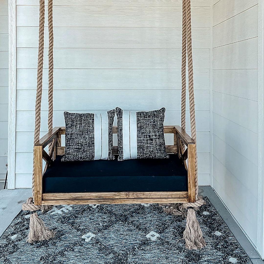 Solid Wood Porch Swing Bed - 100% Handmade Outdoor Swing
