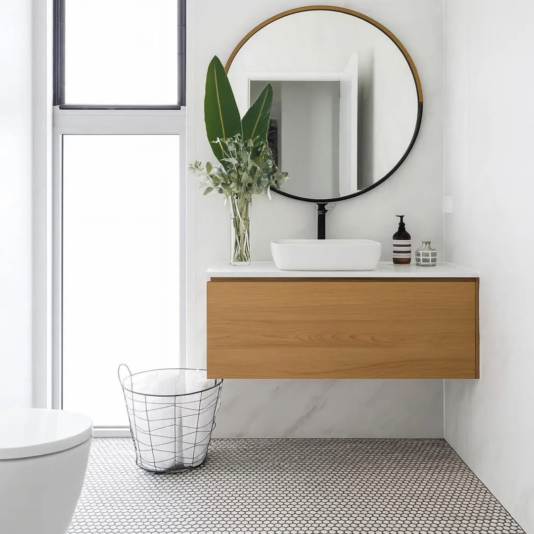Floating Oak Bathroom Vanity | Space-Saving Design with Large Drawer | Ideal for Vessel Sinks