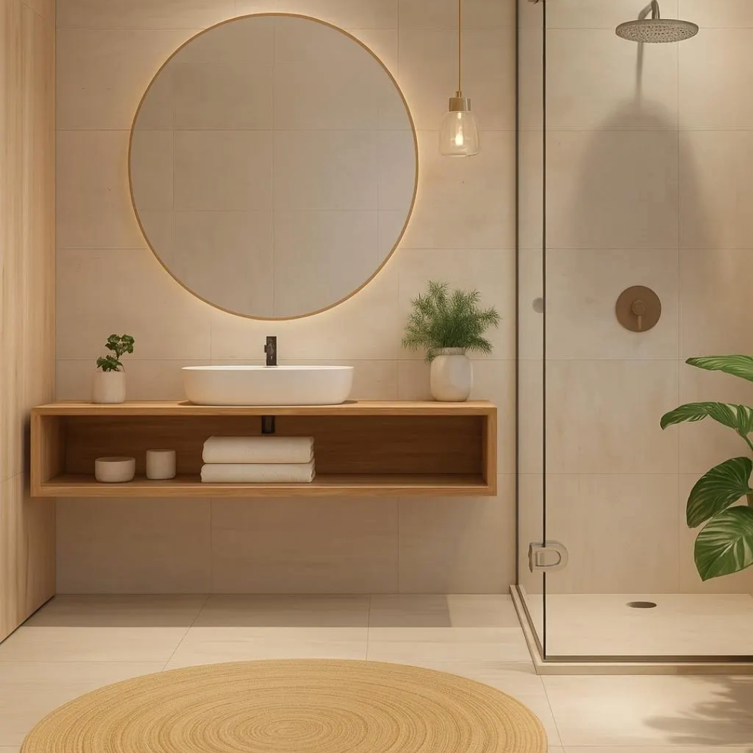Oak Floating Bathroom Vanity | Wall-Mounted, Open Shelf Design, Solid Oak, Custom Sizes