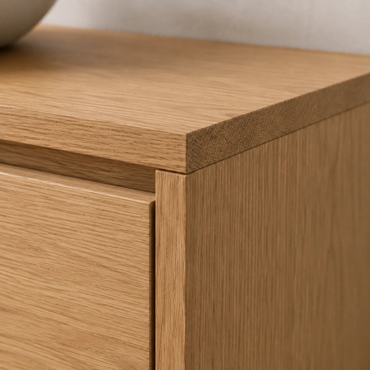 Solid Oak Floating Vanity — Four-Drawer Japandi Bathroom Cabinet