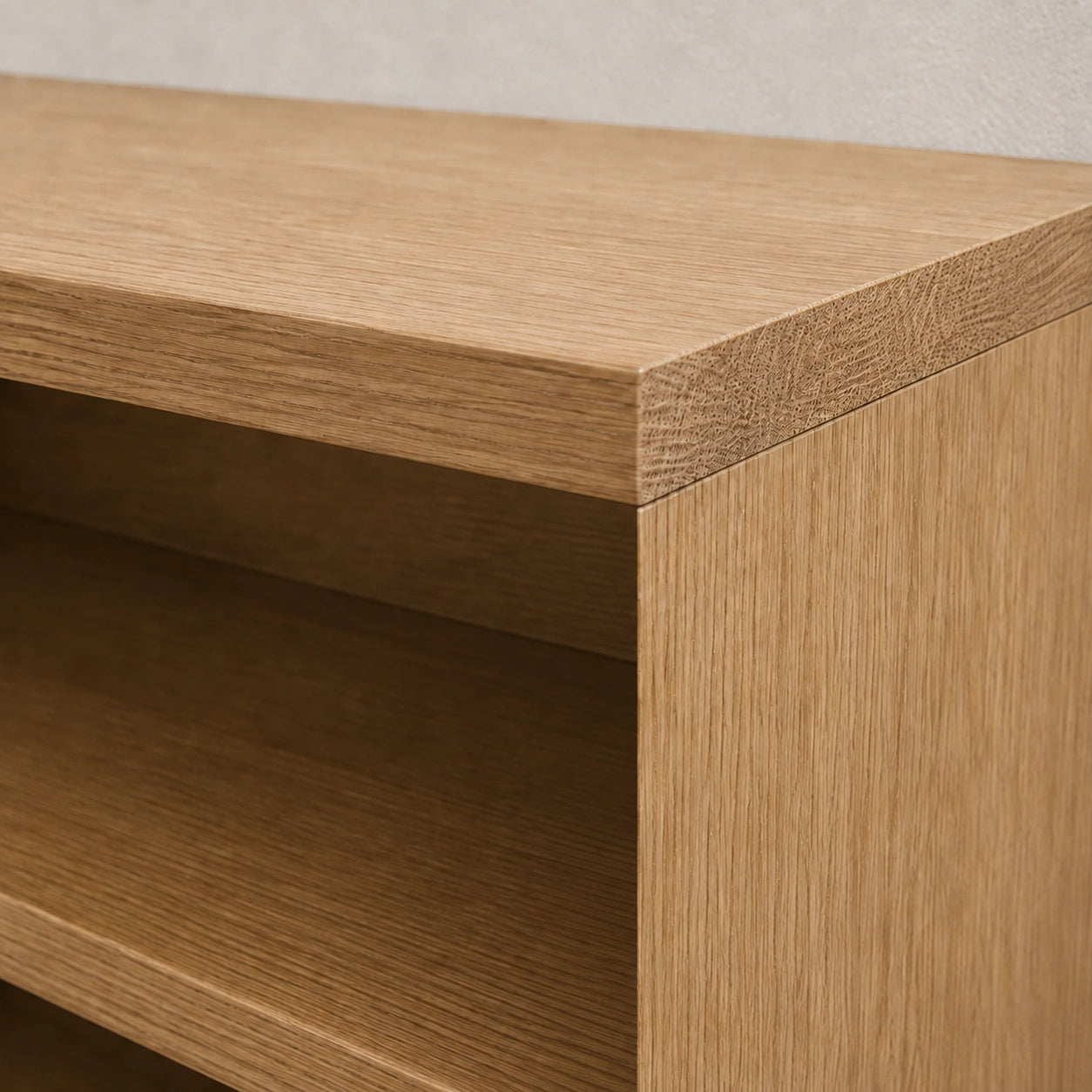 Solid Oak Floating Vanity — One Drawer and Open Side Shelves