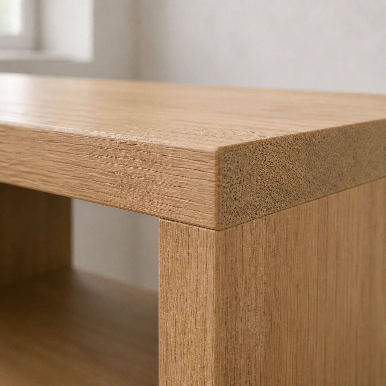 Solid Oak Freestanding Vanity — Open Shelf and Drawer Bathroom Cabinet