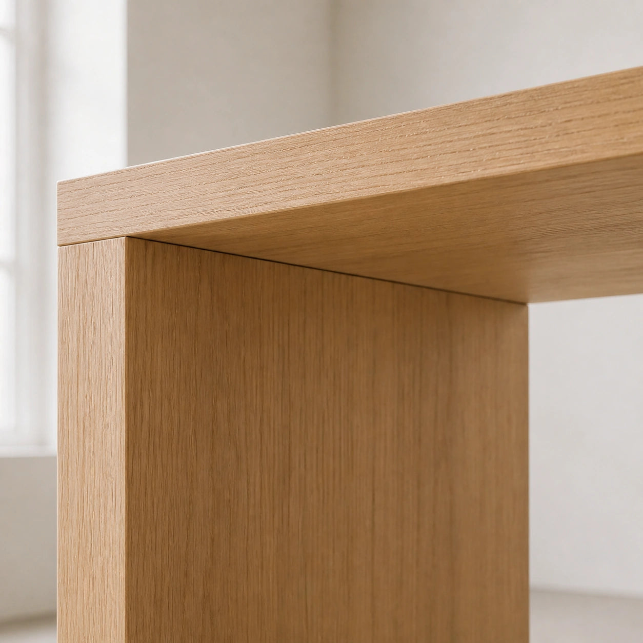 Solid Oak Monolith Desk — Minimalist Scandinavian Writing Table