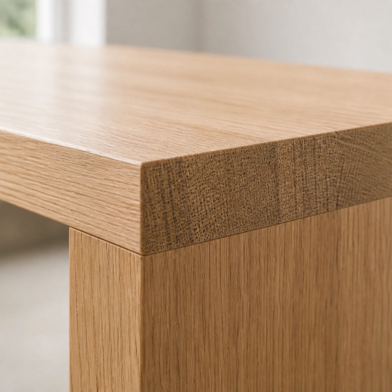 Solid Oak Monolith Desk — Minimalist Scandinavian Writing Table