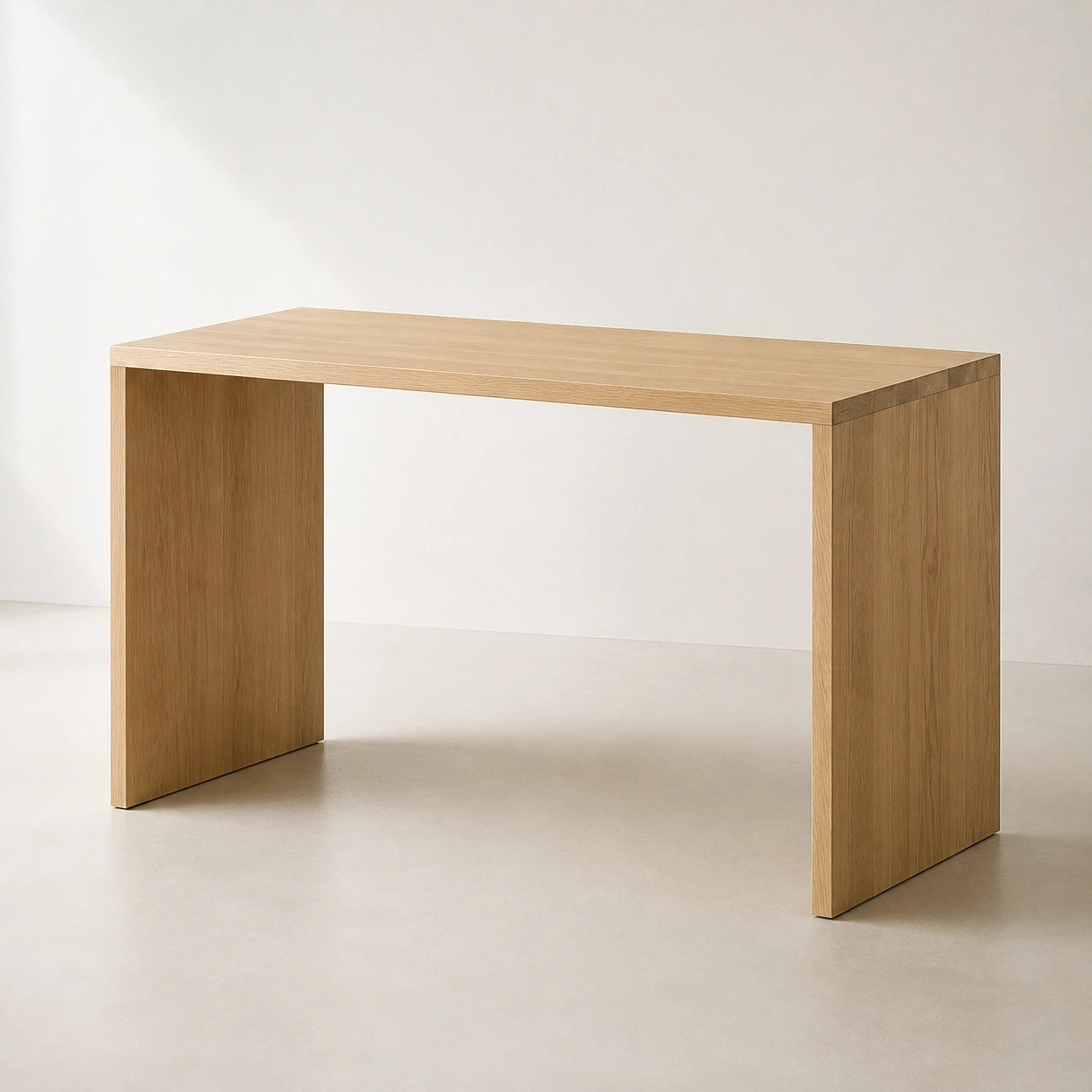 Solid Oak Monolith Desk — Minimalist Scandinavian Writing Table