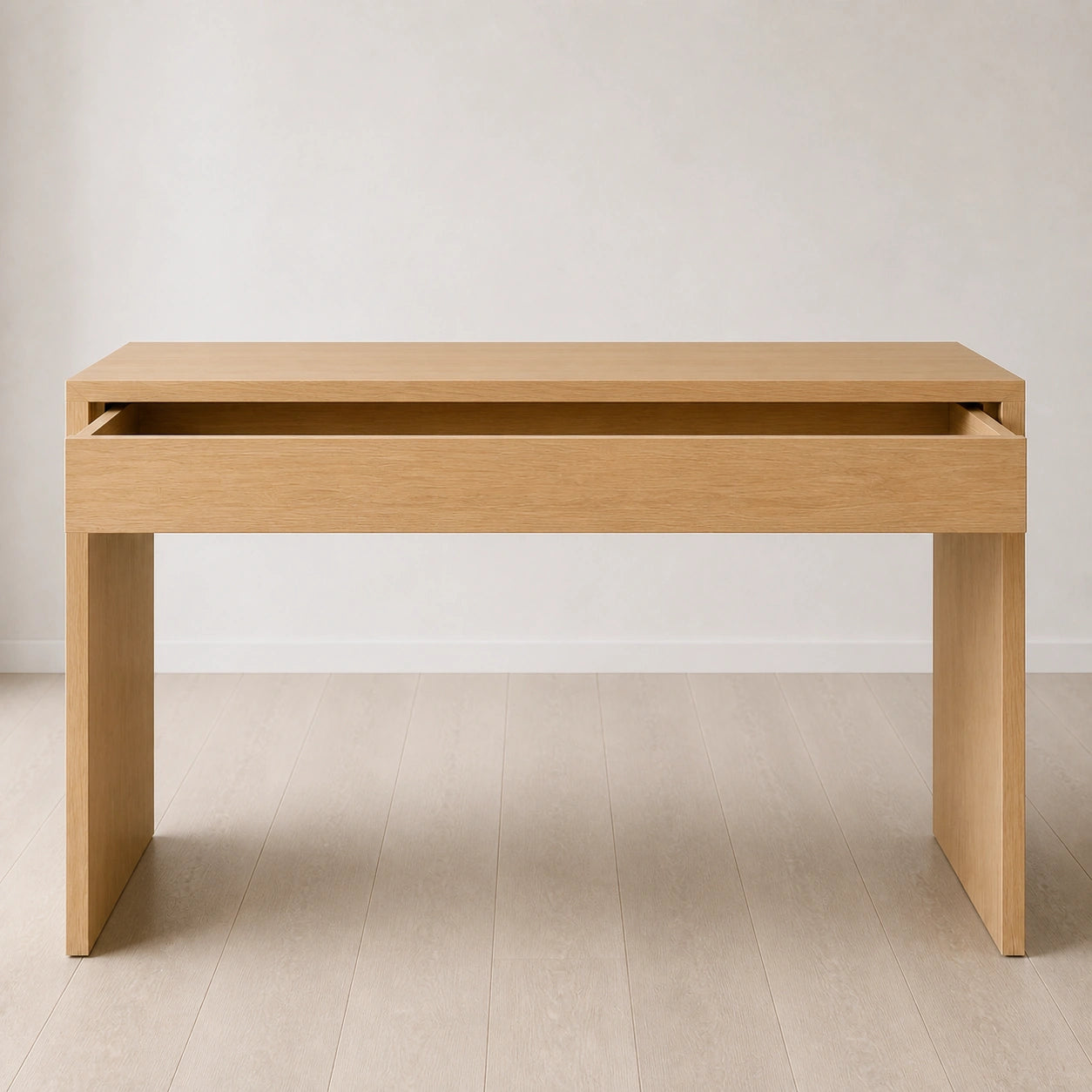 Bureau en chêne massif avec tiroir pleine longueur — Bureau minimaliste Japandi