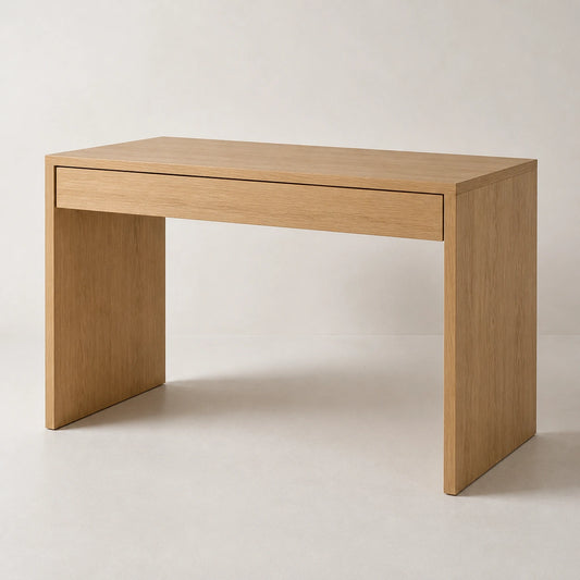 Bureau en chêne massif avec tiroir pleine longueur — Bureau minimaliste Japandi