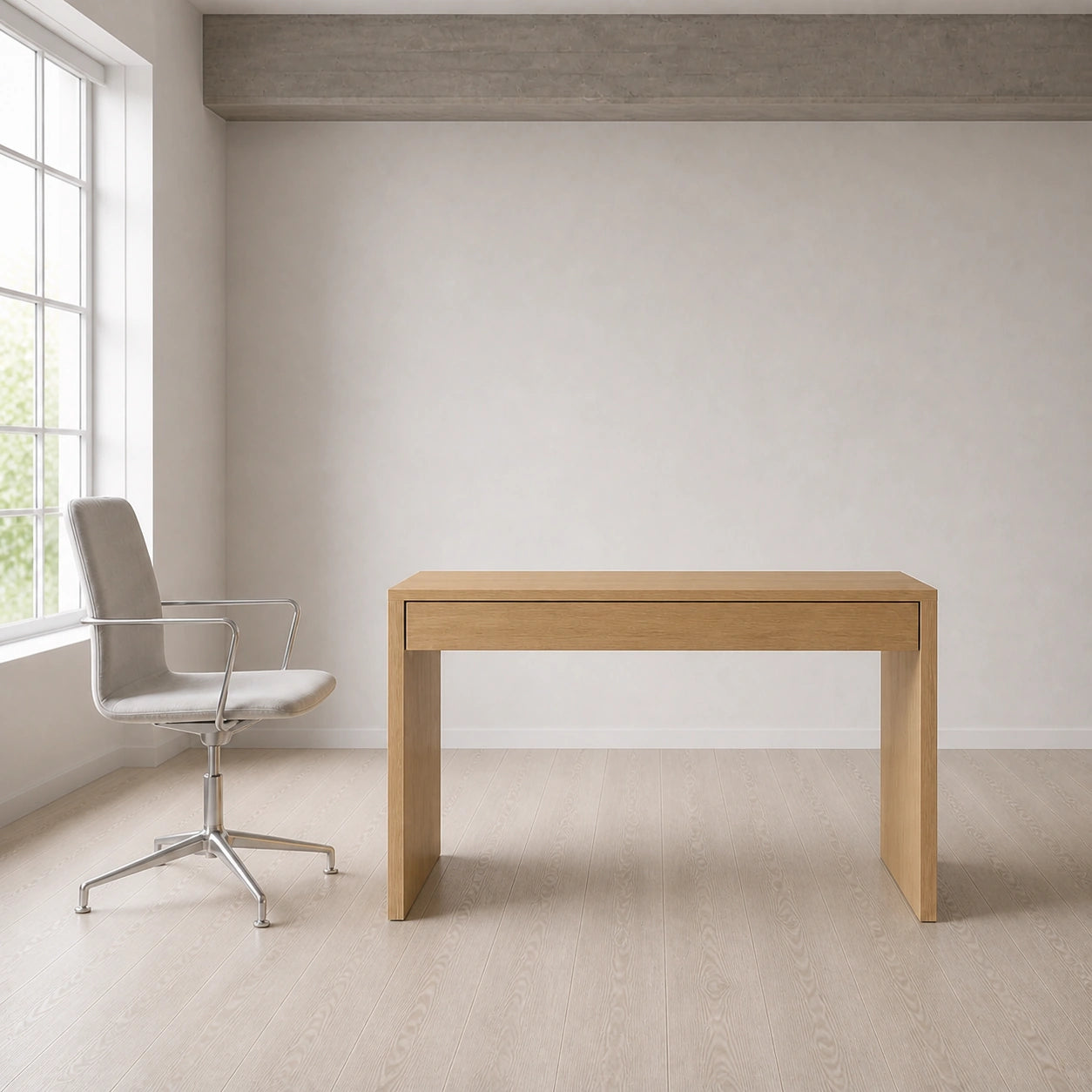 Bureau en chêne massif avec tiroir pleine longueur — Bureau minimaliste Japandi