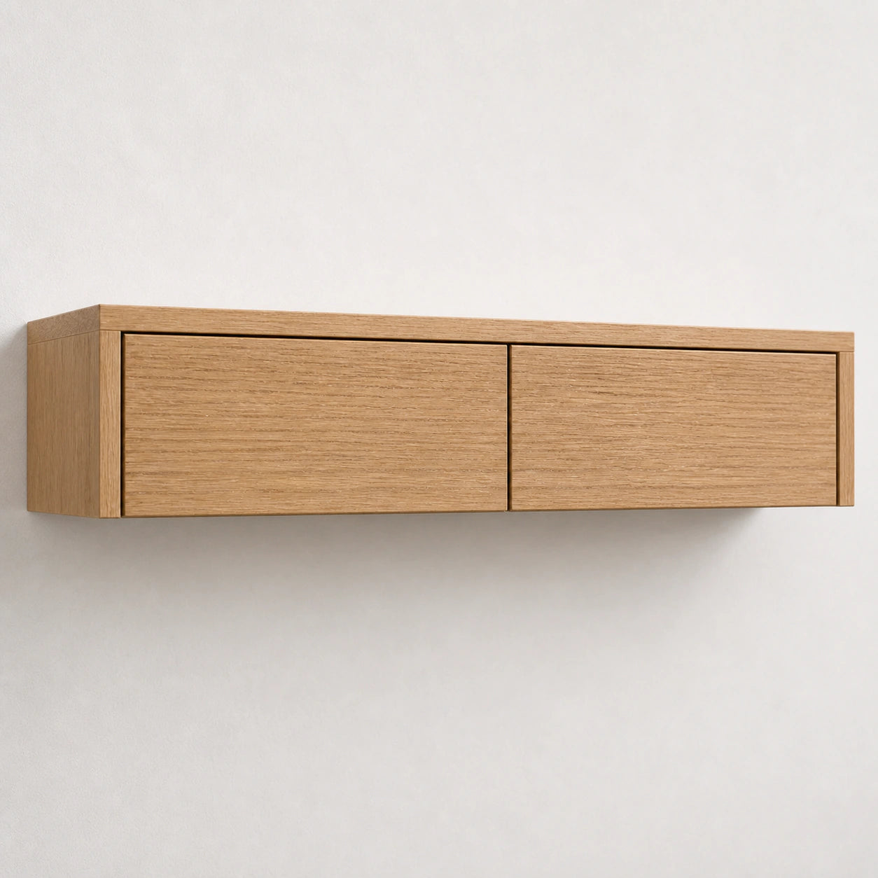 Solid Oak Floating Desk with Drawers — Scandinavian Wall-Mounted Design