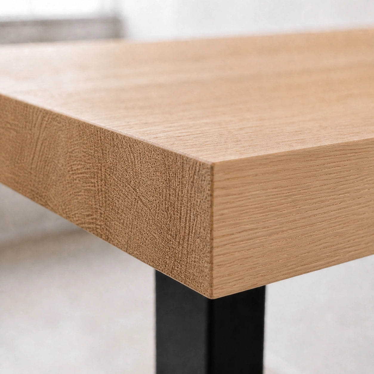 Solid Oak Desk with Steel Legs — Minimalist Home Office Table